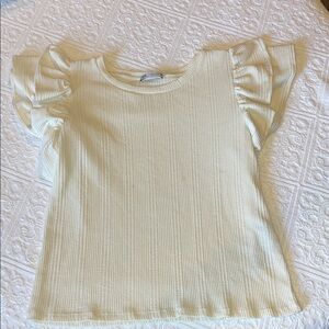 Zara Cream Short Sleeve Ruffle Top